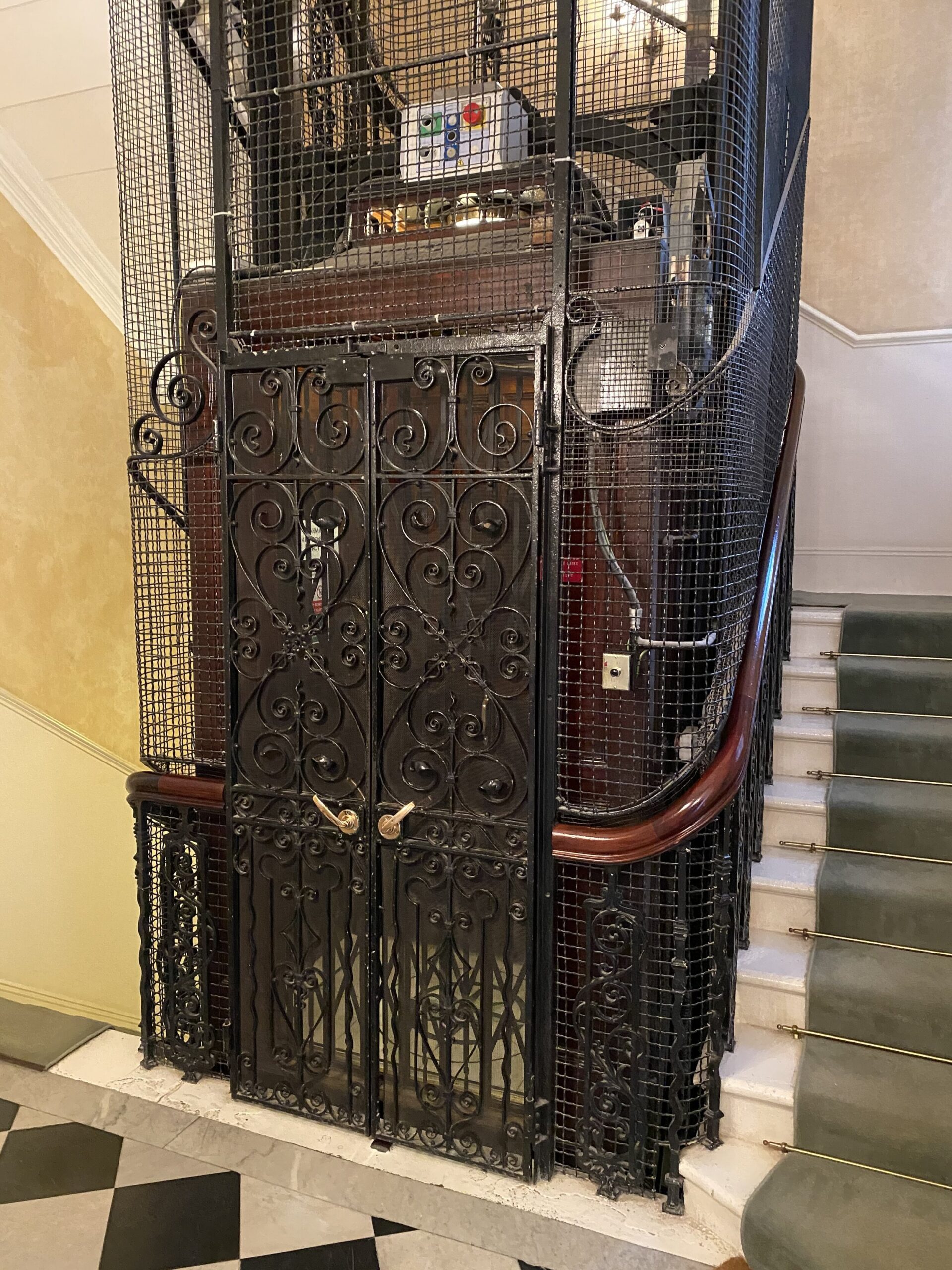 Old style lift with railings