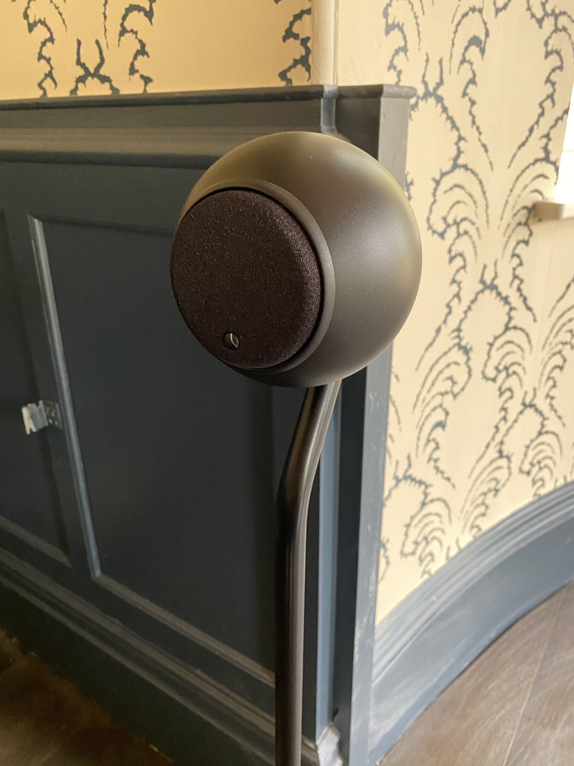 Monitor Audio standing speakers in the dining room
