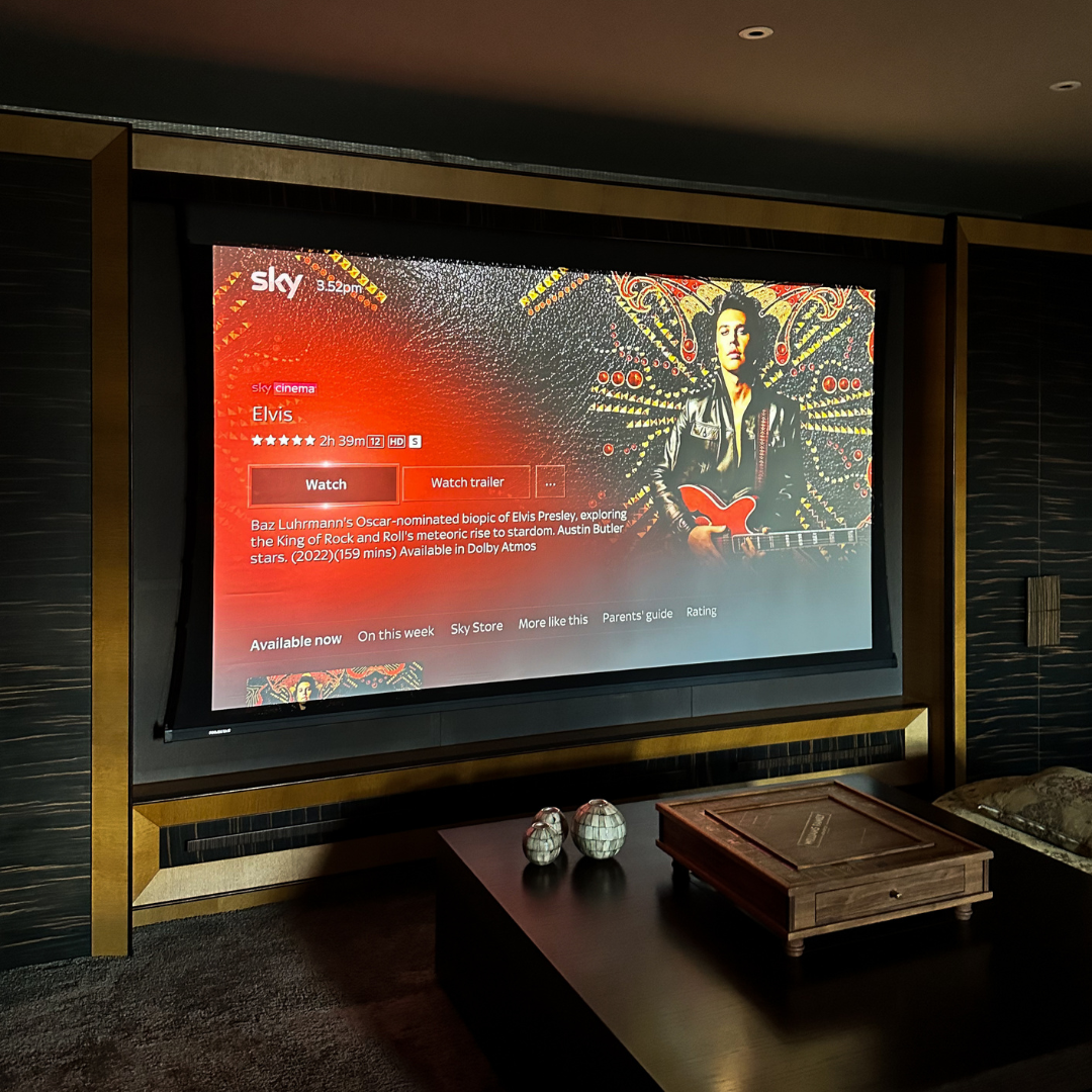 Cinema screen with image of Elvis on the screen